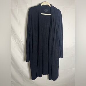Barefoot Dreams Women’s 2X Petite Black Long Line Open Front Cardigan Cozy Soft